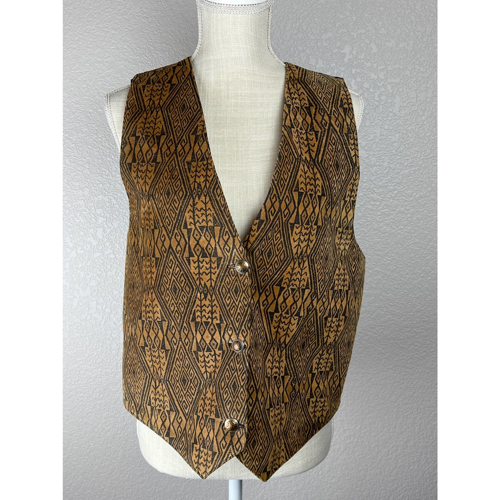 Rhonda Stark Tribal Print Suede Vest